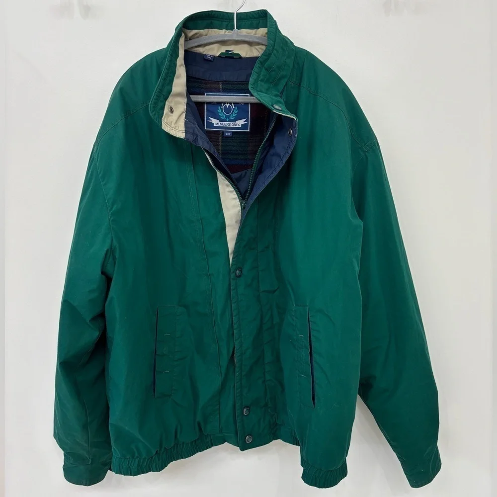Members Only Green Jacket Mens Vintage Heavy Iconic Racer Quilted Lining XXT